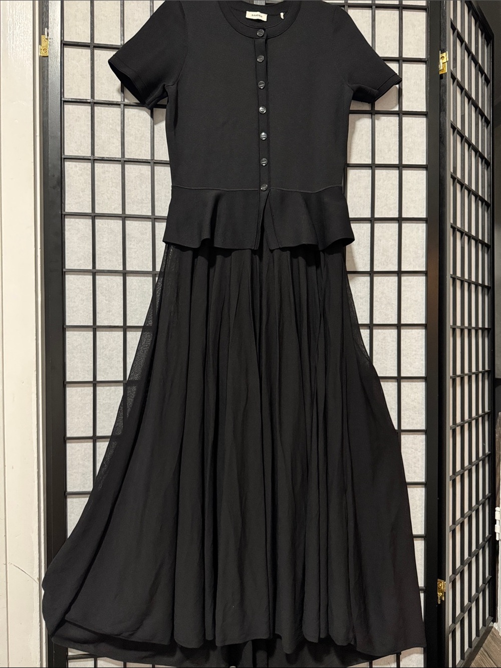 Sandro Judith Peplum Maxi Dress Black Size 8 / FR 40 - Picture 14 of 14